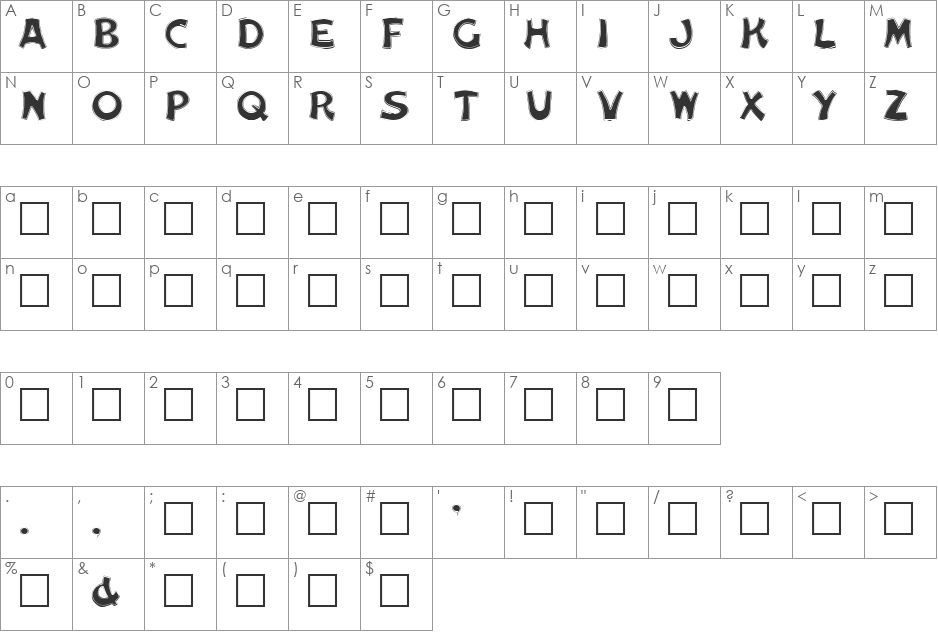 Dellmond College font character map preview