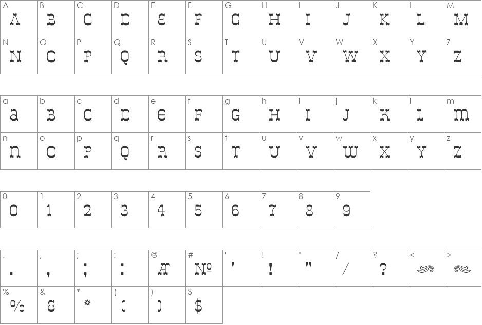 DeLouisvilleSmallCaps font character map preview