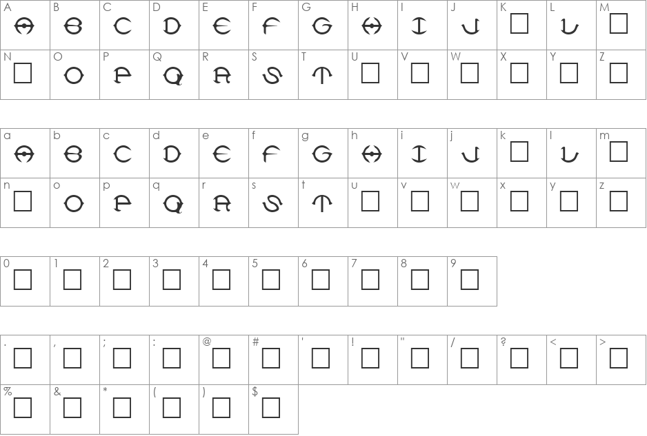 Delphi font character map preview