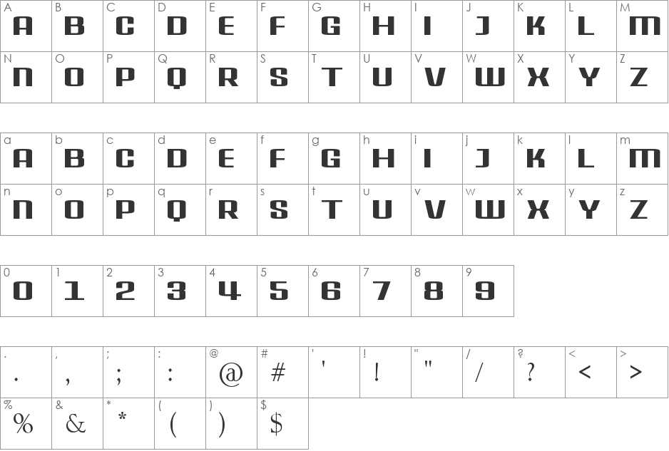 Delphinium Pro font character map preview