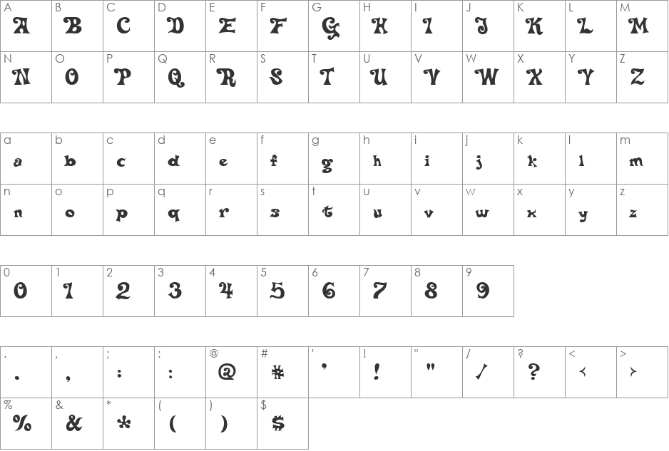 Delta Hey Max Nine font character map preview