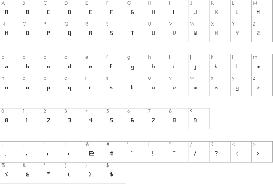 Deltoid-sans font character map preview