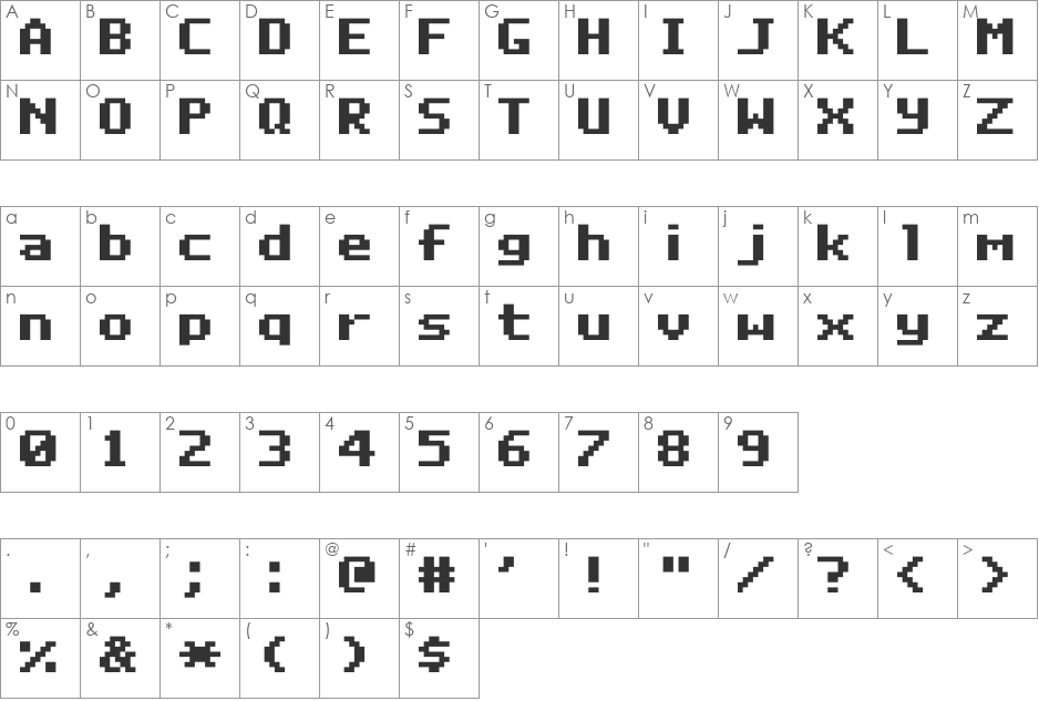 DeluxeFont font character map preview