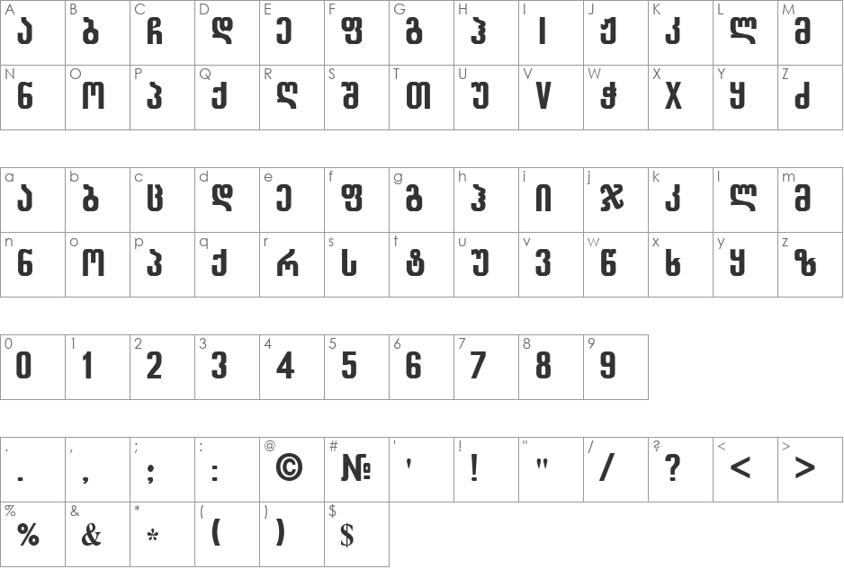 ABalaveri font character map preview