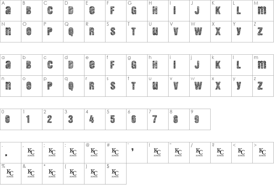 DEMENTO font character map preview