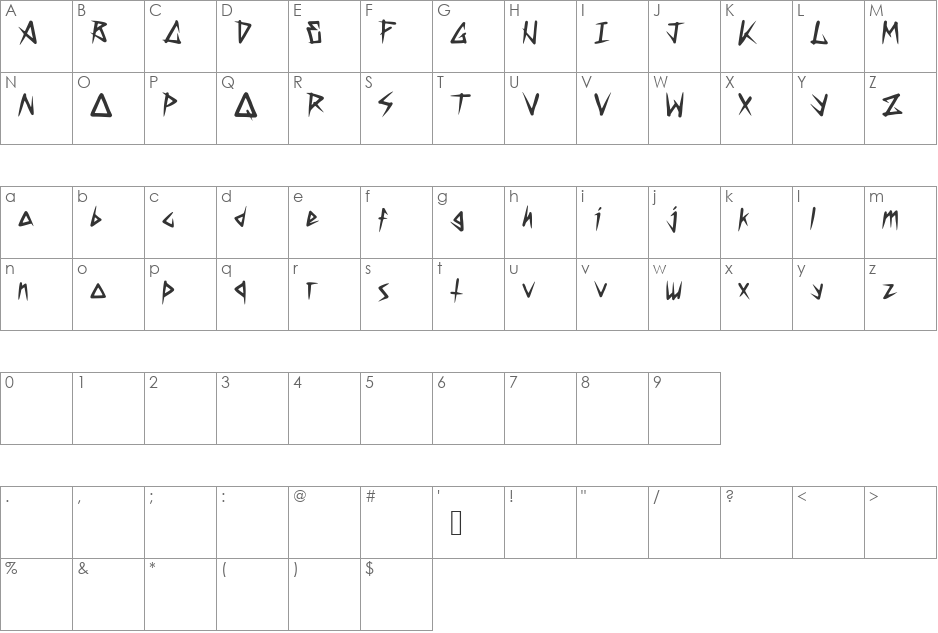 Demise font character map preview