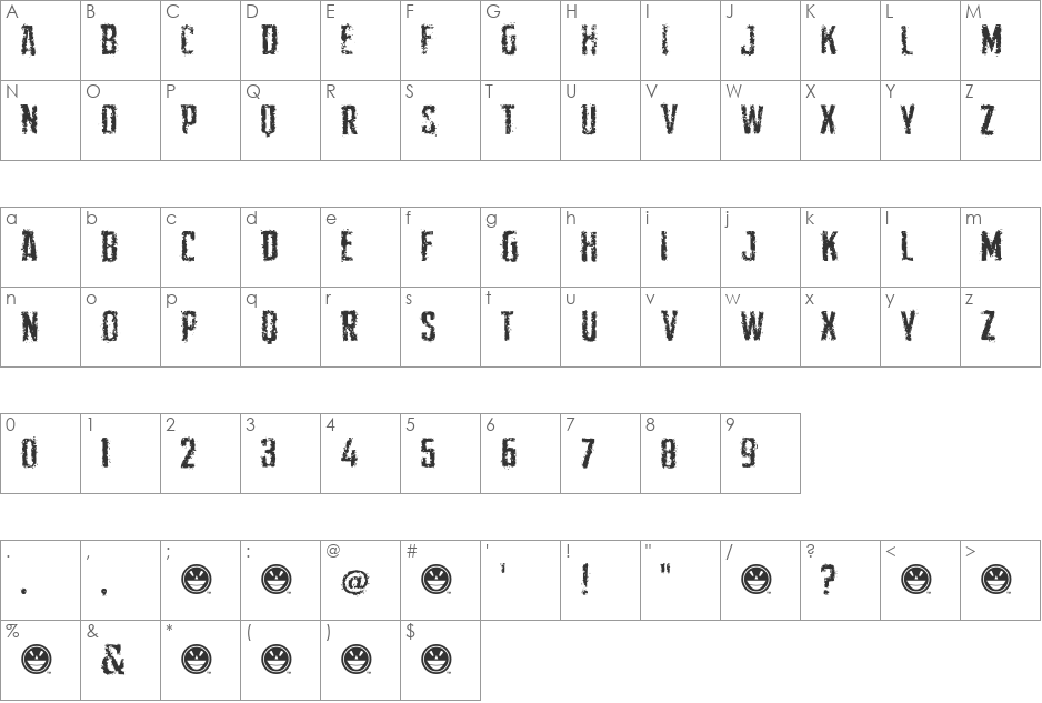 Demon Sker font character map preview