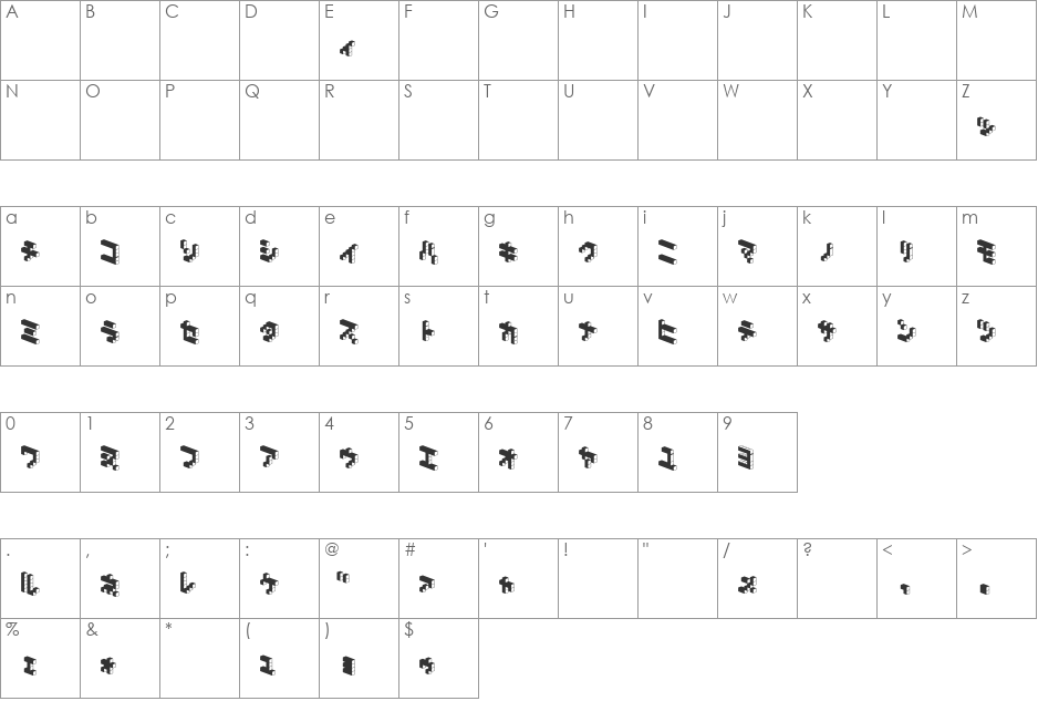 DemonCubicBlock NKP Dark font character map preview