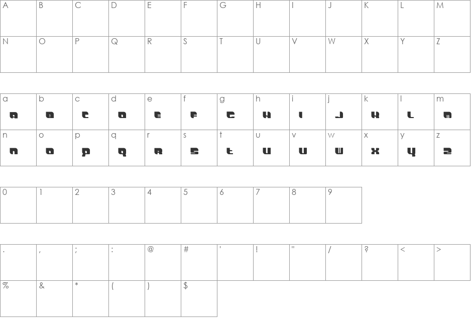 DemonWipeoutXLFontProportional font character map preview