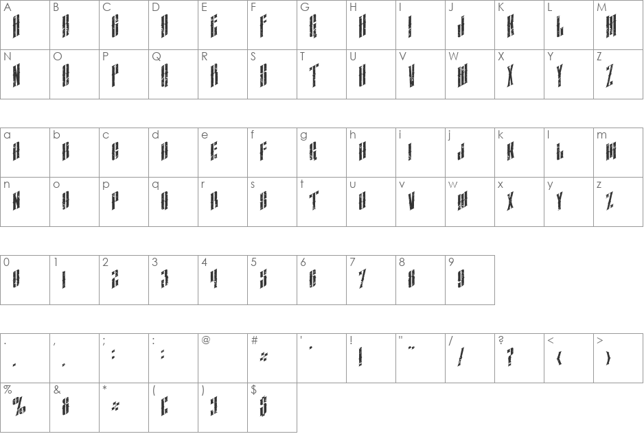 almanac italic grunge font character map preview