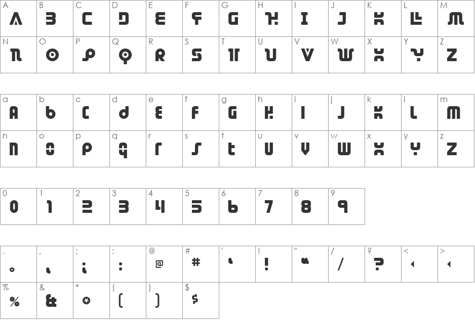 Dendritic Voltage font character map preview