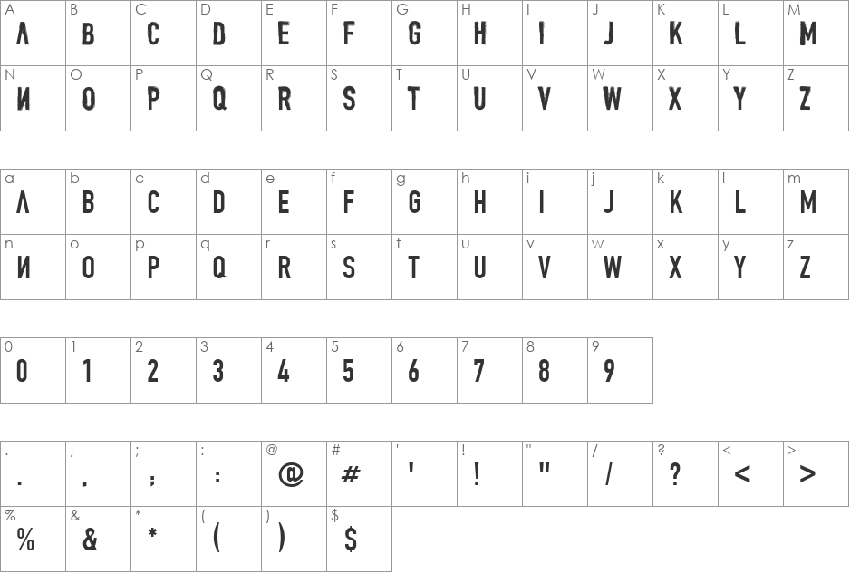DENIAL font character map preview