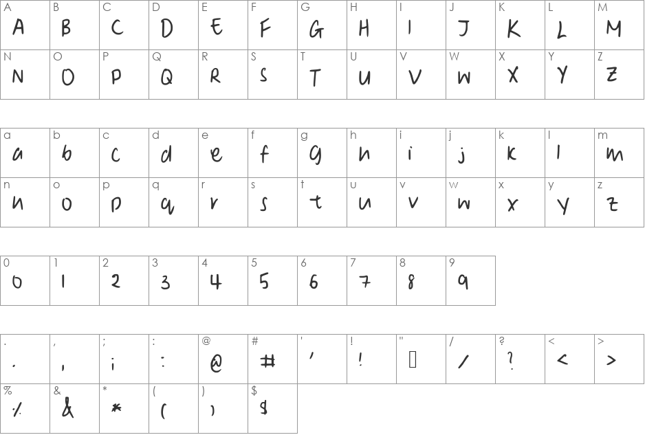 Denise__s_Manuscript font character map preview