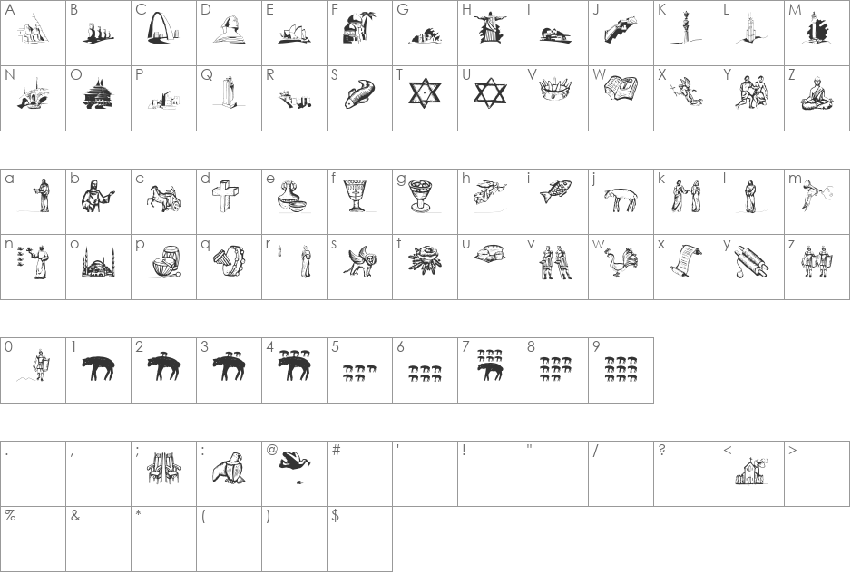 DenkMal font character map preview