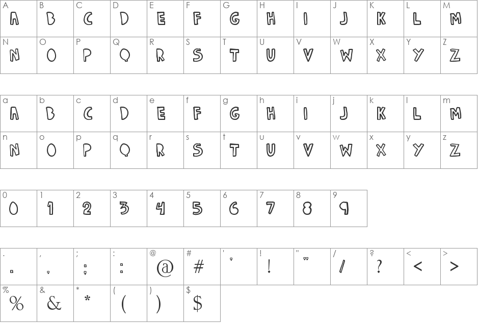 DENNE | Fuchoor font character map preview