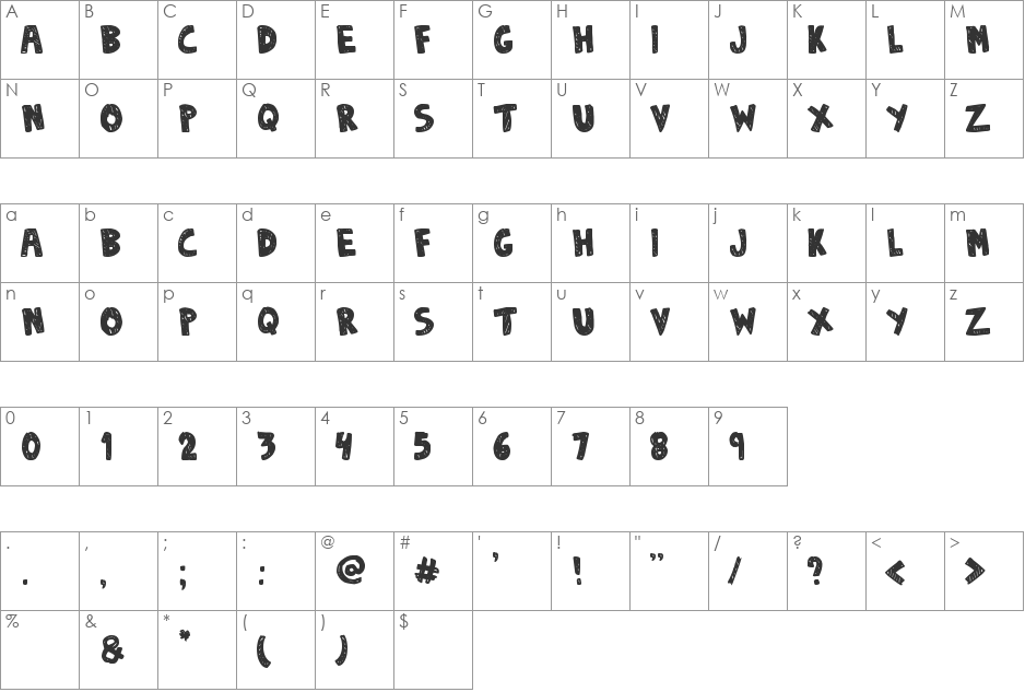DENNE | Sketchy font character map preview