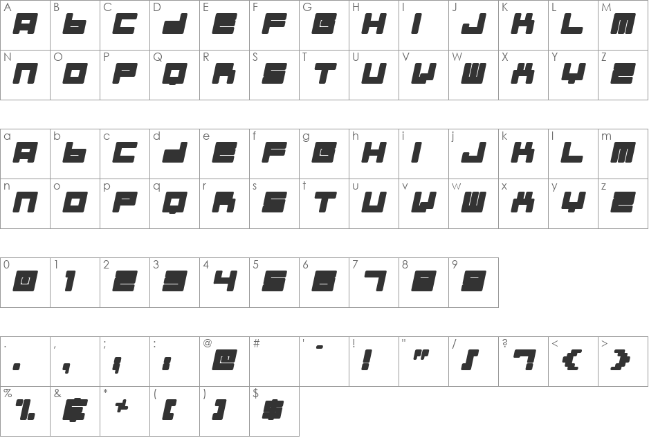 Almanaque font character map preview