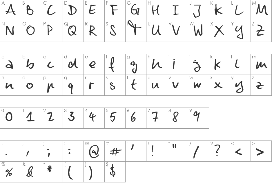 Dennis font character map preview