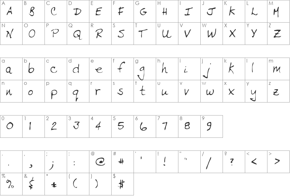 Dennis font character map preview