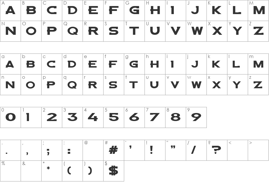 Denver Broncos Custom font character map preview