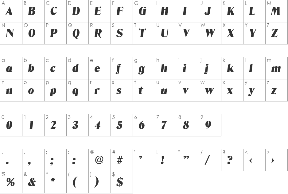 Denver-Serial-Black font character map preview