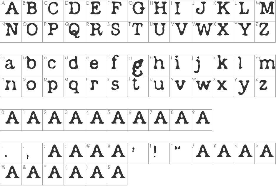 Depot font character map preview