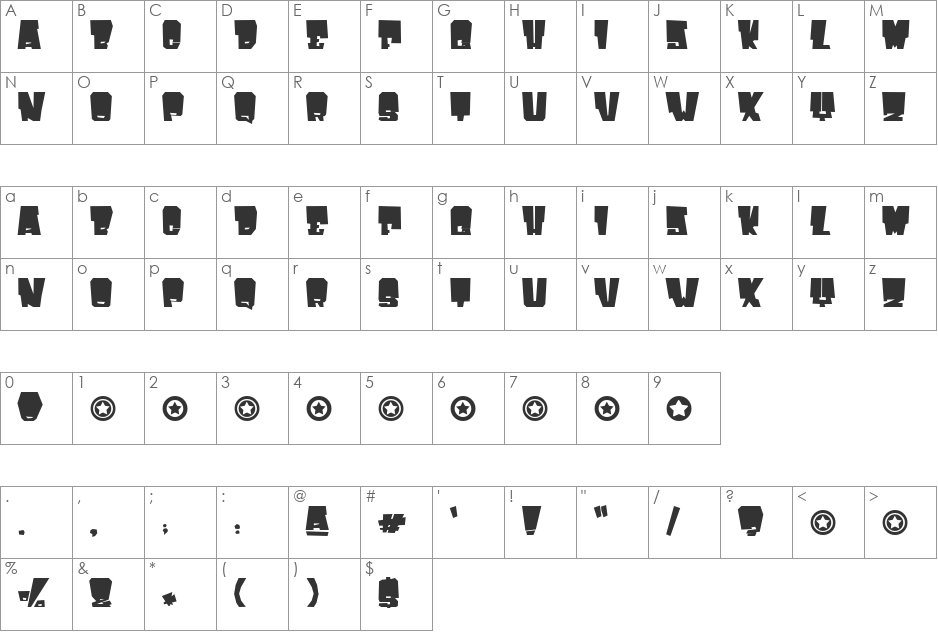 DepressiveManic font character map preview