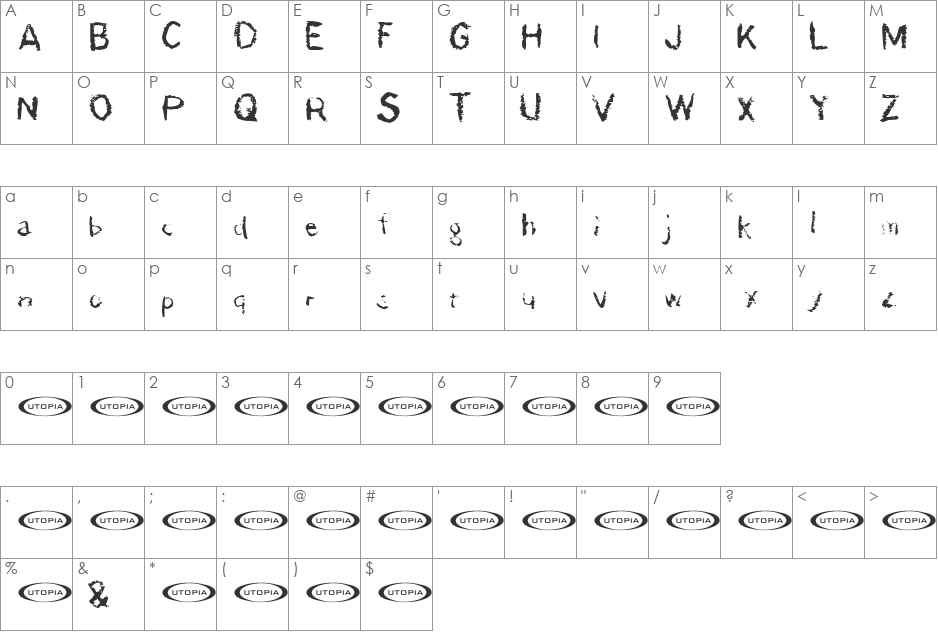 der D font character map preview