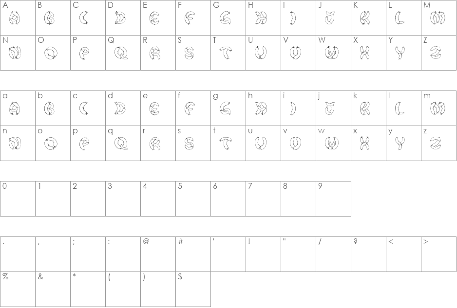 Der Wurst Font font character map preview