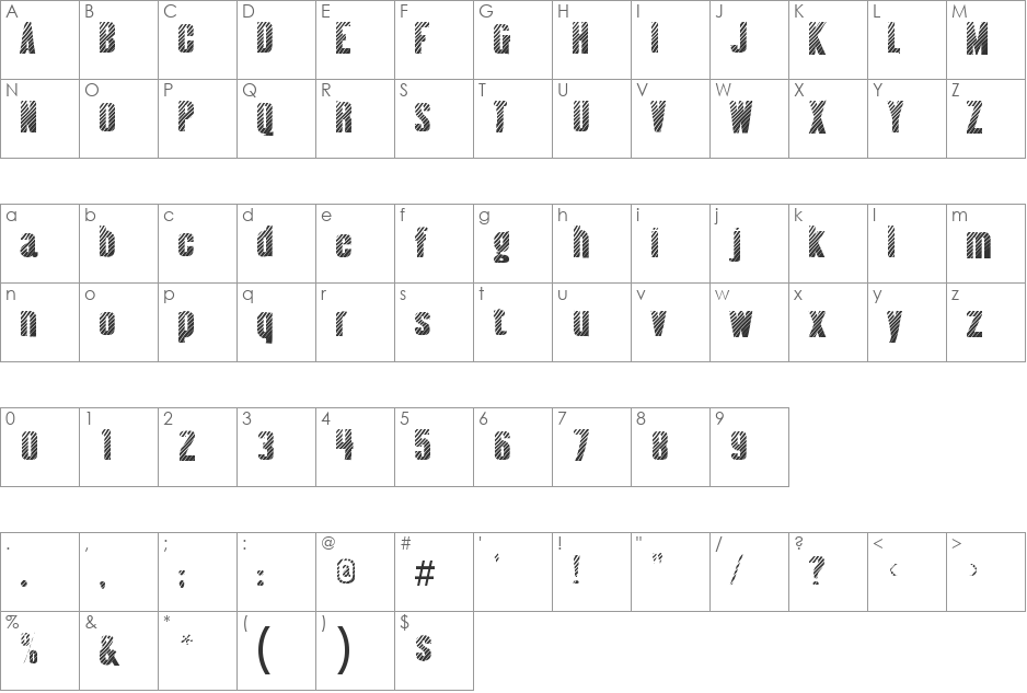 Almonte font character map preview