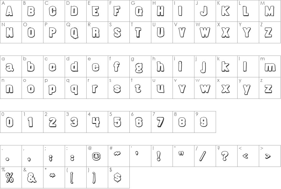 Almonte Slam font character map preview