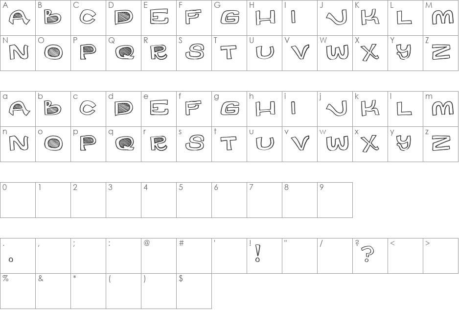 Des Pot font character map preview