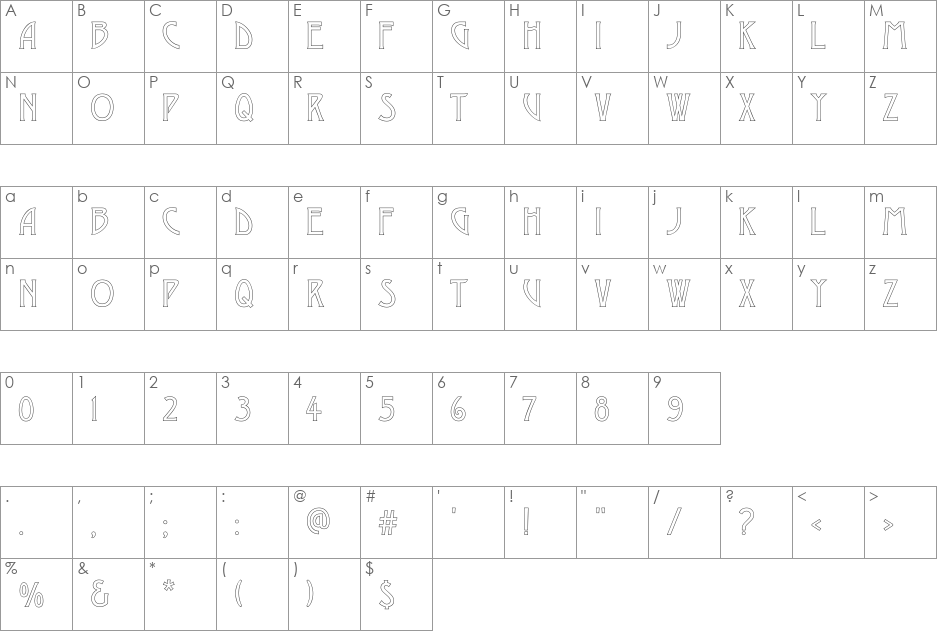 DesdemonaC font character map preview