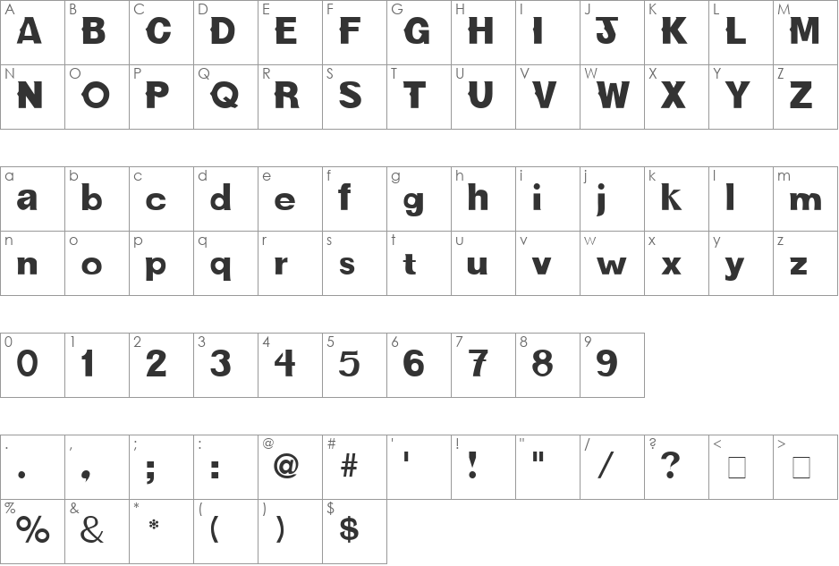 Desert font character map preview