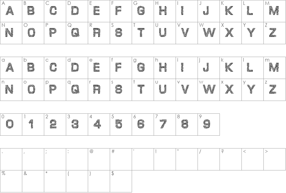 Desgarvuda font character map preview