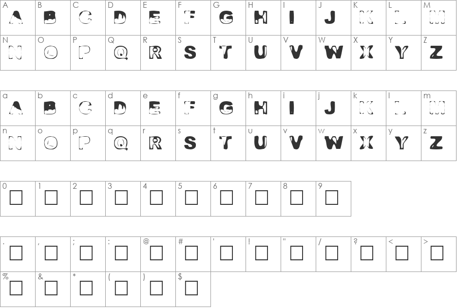 Desi font character map preview