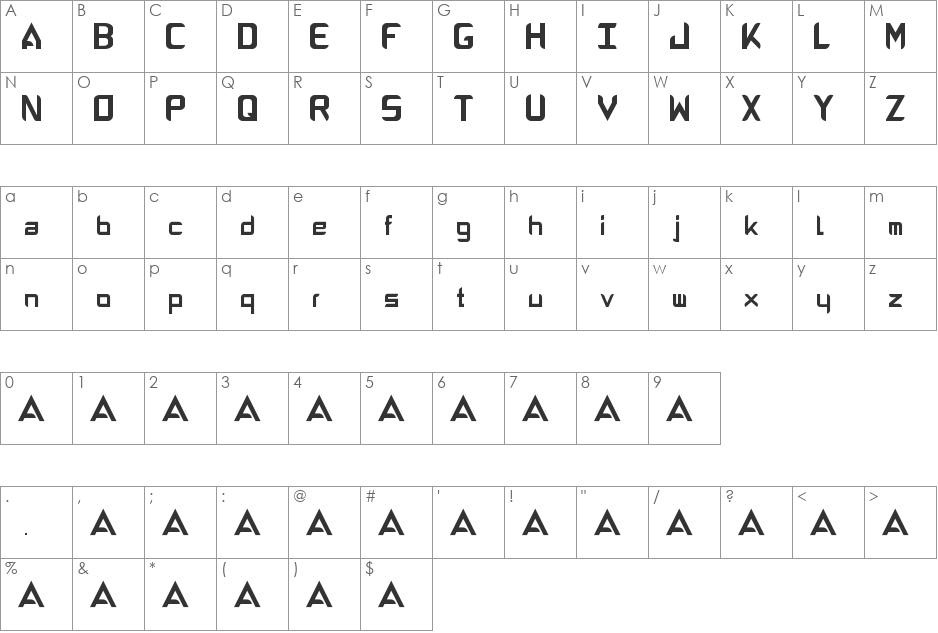 ABANDON ALPHABETA font character map preview