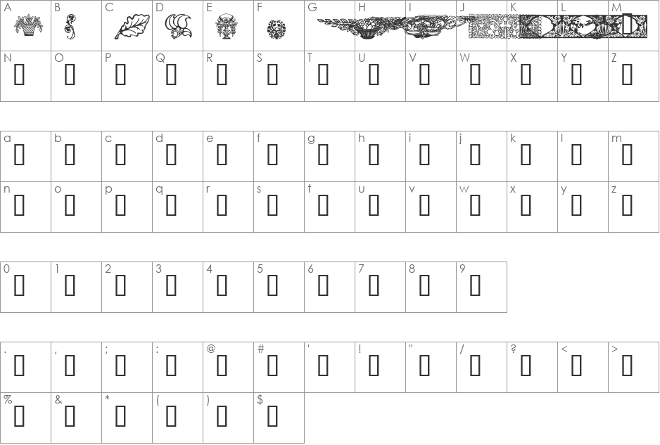 Design 6 font character map preview