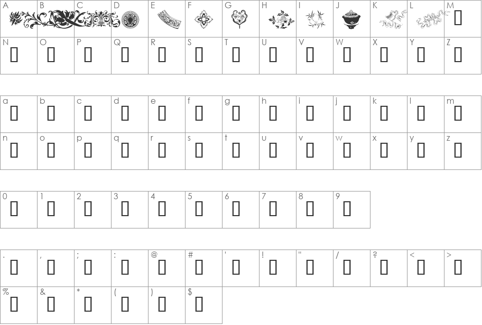 Design 7 font character map preview