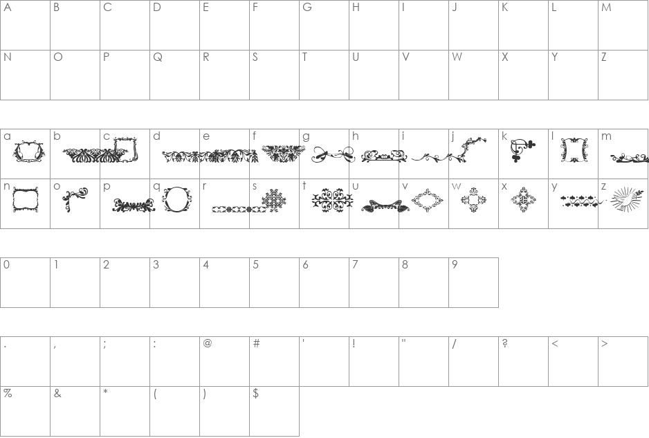 Design Dings 3 font character map preview