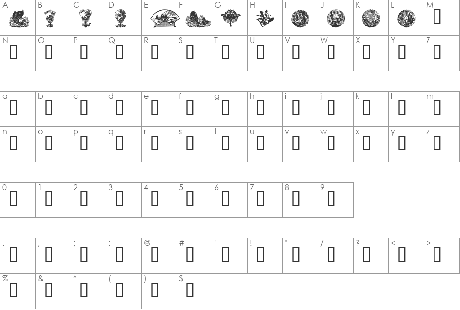 Design2 font character map preview