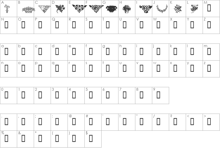 Design3 font character map preview