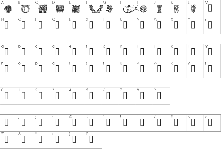 Design4 font character map preview