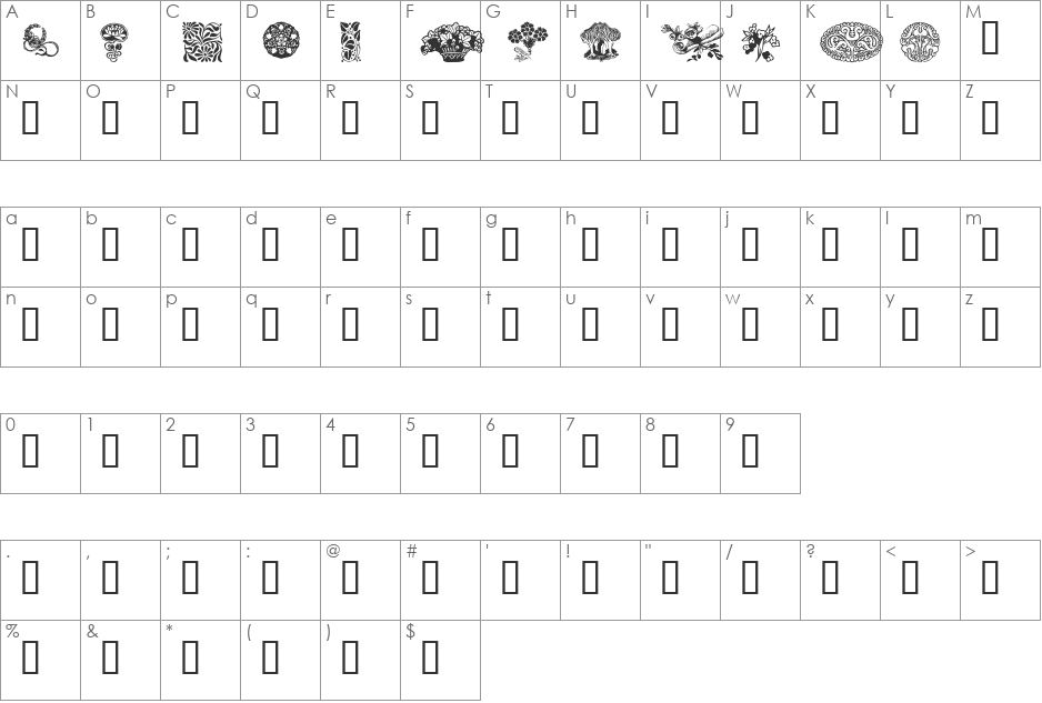 Design5 font character map preview