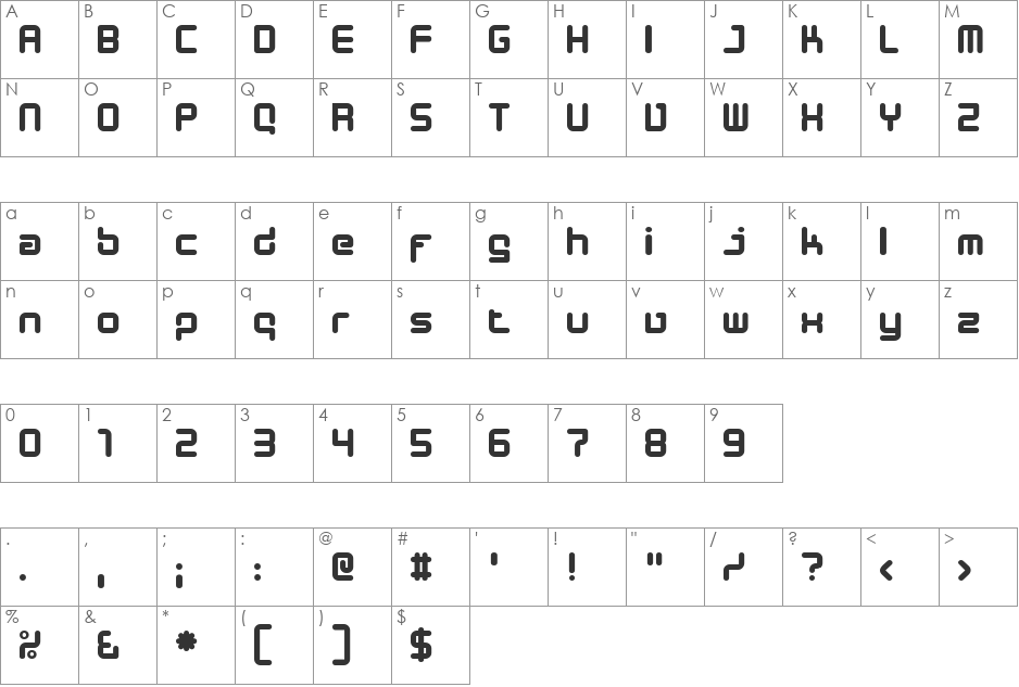 Designer Block font character map preview