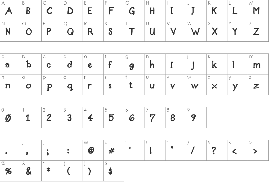 Designer Notes font character map preview