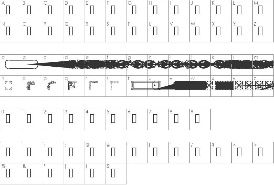 DesignerMixed font character map preview