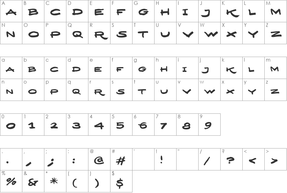 DesignerScript Caps font character map preview