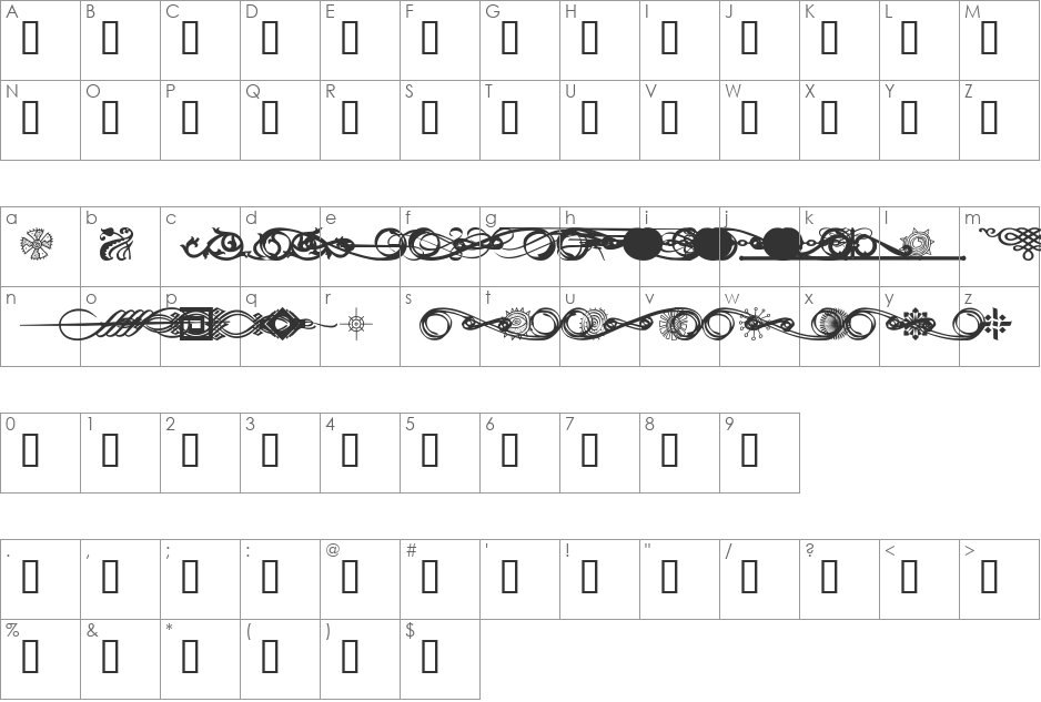 DesignMotif font character map preview