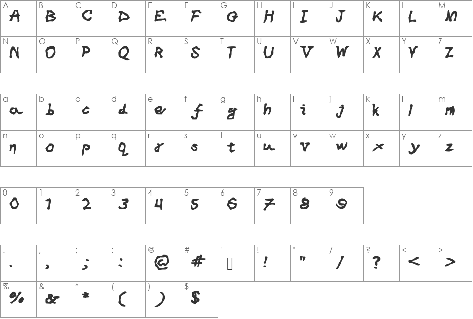 Desperate_Last_Words font character map preview